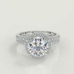 Load and play video in Gallery viewer, Alice Classic Pave Halo Cushion Cut Diamond Engagement Ring
