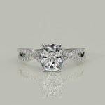 Load and play video in Gallery viewer, Rosalee Cushion Cut Pave Split Shank Twist Claw Set Engagement Ring Setting
