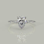 Load and play video in Gallery viewer, Monique Pear Cut Hidden Halo Side Stones 4 Prong Claw Set Engagement Ring Setting
