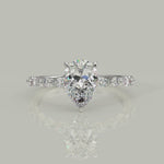 Load and play video in Gallery viewer, Julija Pear Cut Pave Hidden Halo Shared Prong Engagement Ring
