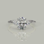 Load and play video in Gallery viewer, Juliet Oval Cut Trilogy Pave 4 Prong Claw Set Engagement Ring Setting
