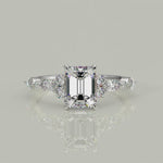 Load and play video in Gallery viewer, Carissa Emerald Cut Pave Shared Prong Claw Set Engagement Ring Setting
