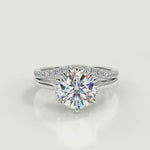 Load and play video in Gallery viewer, Hannah 6 Claw Crown Solitaire Round Cut Diamond Engagement Ring
