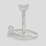 Load and play video in Gallery viewer, Lavinia Emerald Cut Side Stone 4 Prong Engagement Ring Setting
