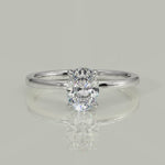 Load and play video in Gallery viewer, Valeria Oval Cut Hidden Halo Solitaire 4 Prong Claw Set Engagement Ring Setting
