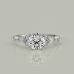Load and play video in Gallery viewer, Carissa Round Cut Pave Shared Prong Claw Set Engagement Ring Setting

