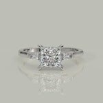Load and play video in Gallery viewer, Emma Princess Cut Trilogy 3 Stone 4 Prong Claw Set Engagement Ring Setting
