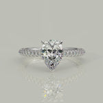 Load and play video in Gallery viewer, Emilia Pear Cut Pave Hidden Halo 4 Prong Claw Engagement Ring
