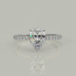 Load and play video in Gallery viewer, Madeline Pear Cut Pave Hidden Halo 4 Prong Claw Set Engagement Ring Setting
