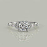 Load and play video in Gallery viewer, Carissa Princess Cut Pave Shared Prong Claw Set Engagement Ring Setting
