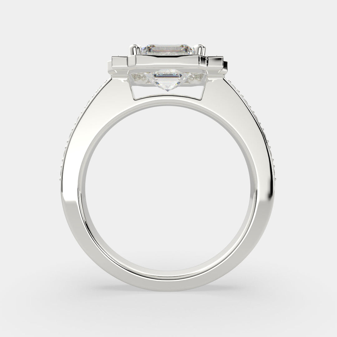 Amalia Emerald Cut Halo Pave Engagement Ring Setting
