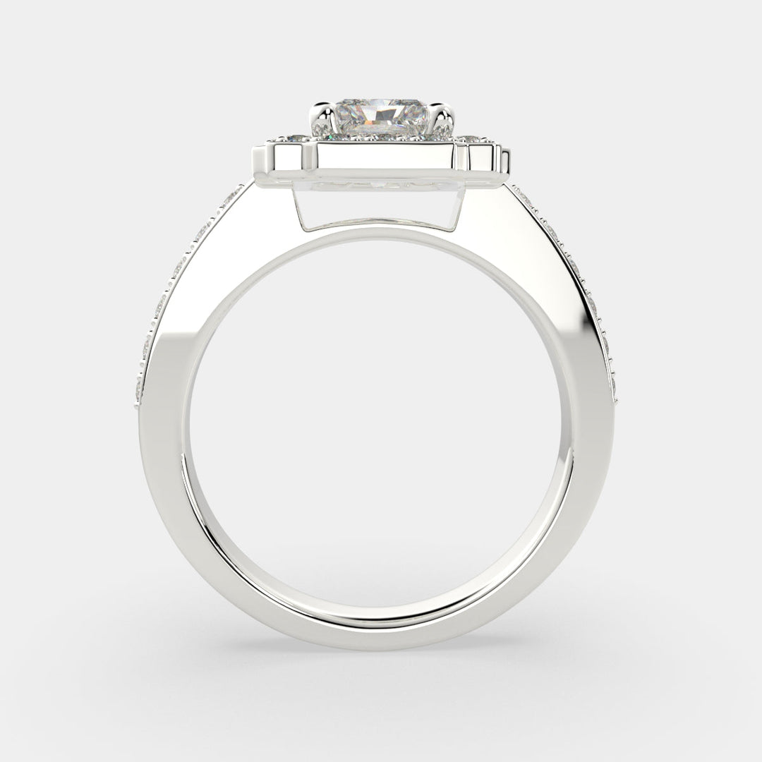 Amalia Radiant Cut Halo Pave Engagement Ring Setting