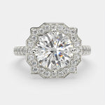 Load image into Gallery viewer, Amalia Round Cut Halo Pave Engagement Ring Setting
