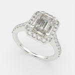 Load image into Gallery viewer, Bianca Emerald Cut Halo Pave Engagement Ring Setting
