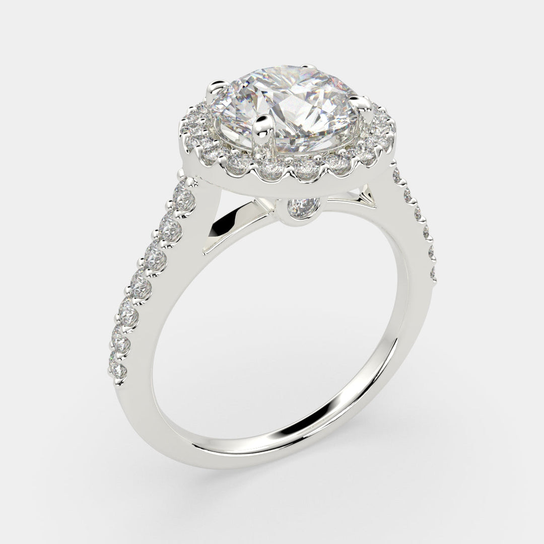 Bianca Round Cut Halo Pave Engagement Ring Setting