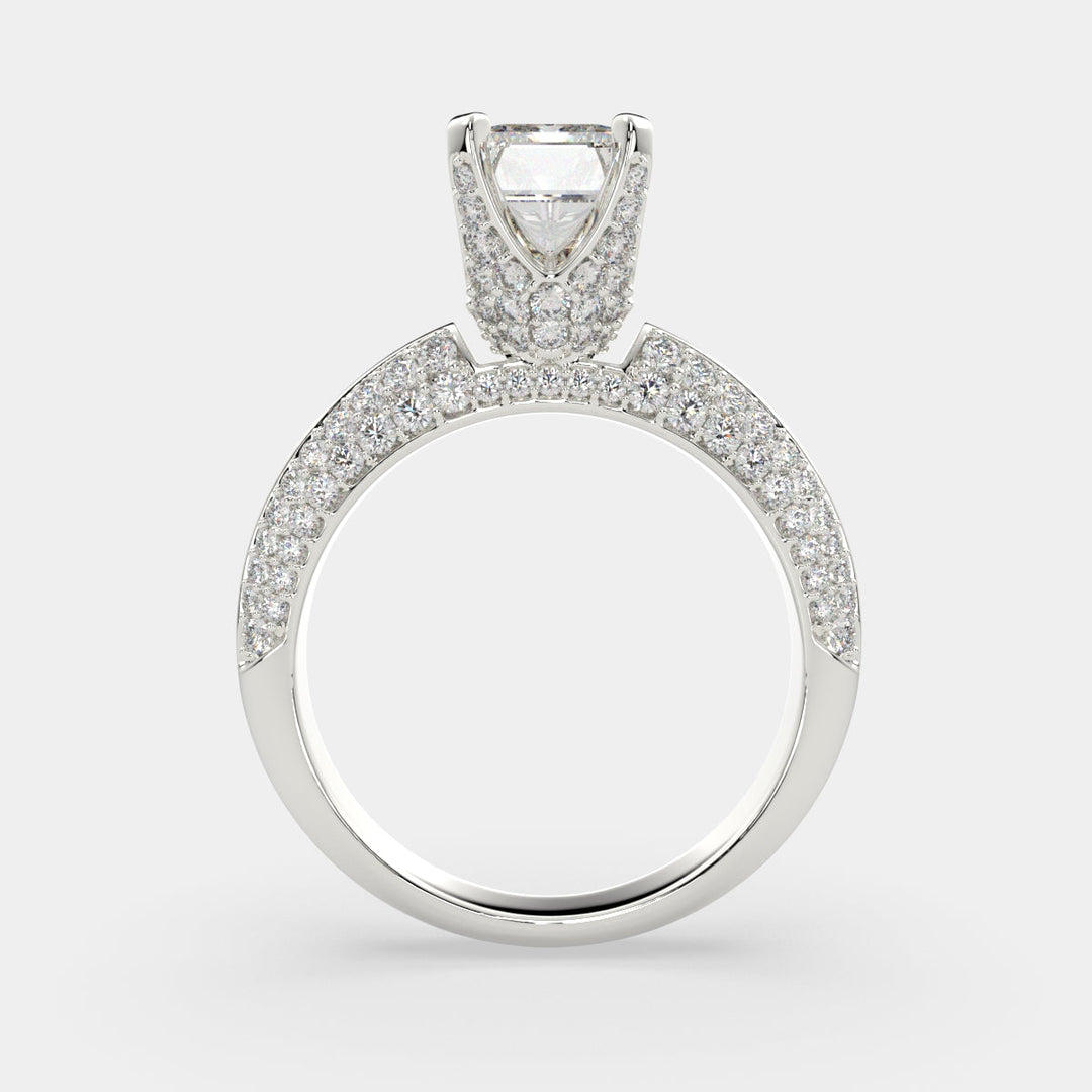 Daria Emerald Cut Pave 6 Prong Engagement Ring Setting