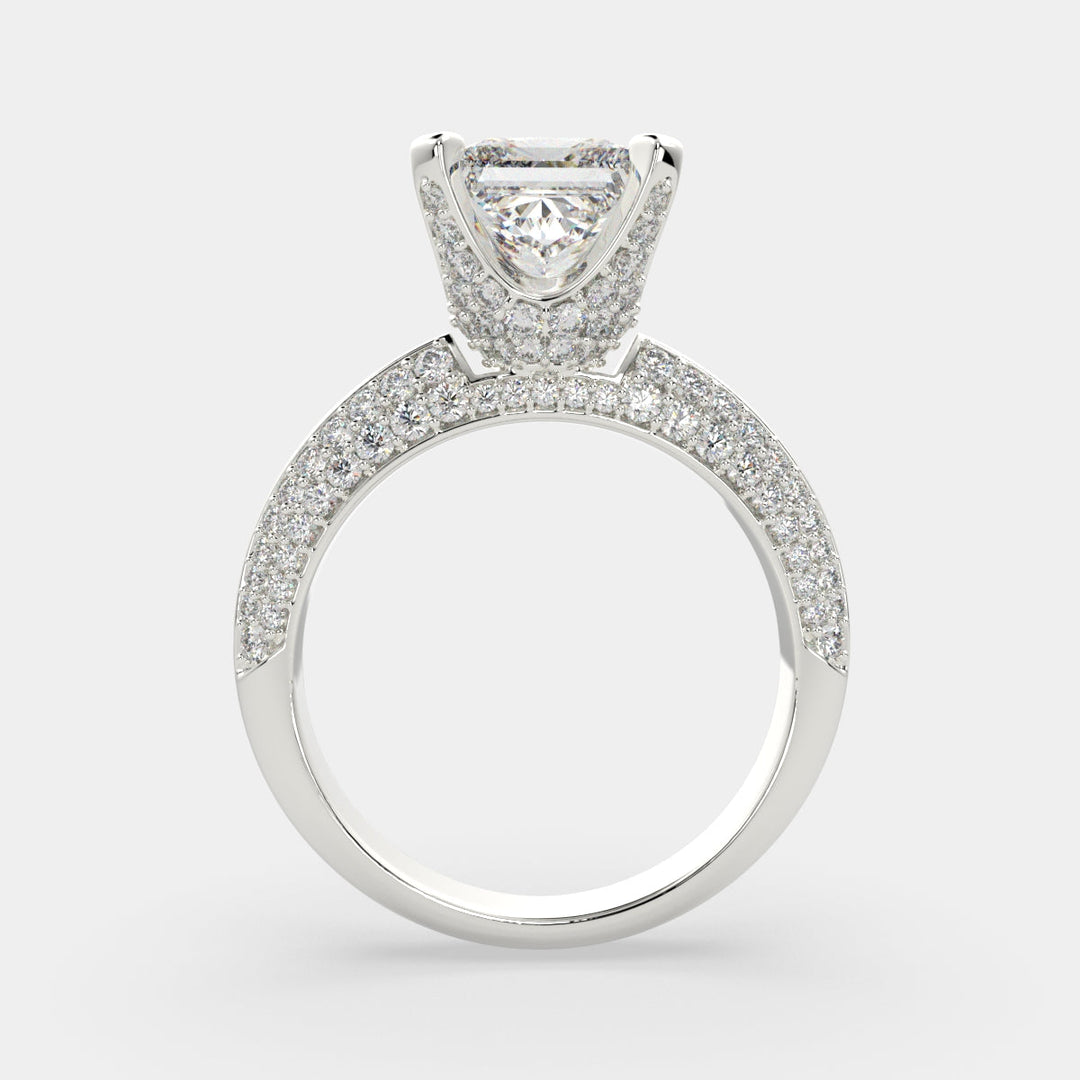 Daria Princess Cut Pave 6 Prong Engagement Ring Setting