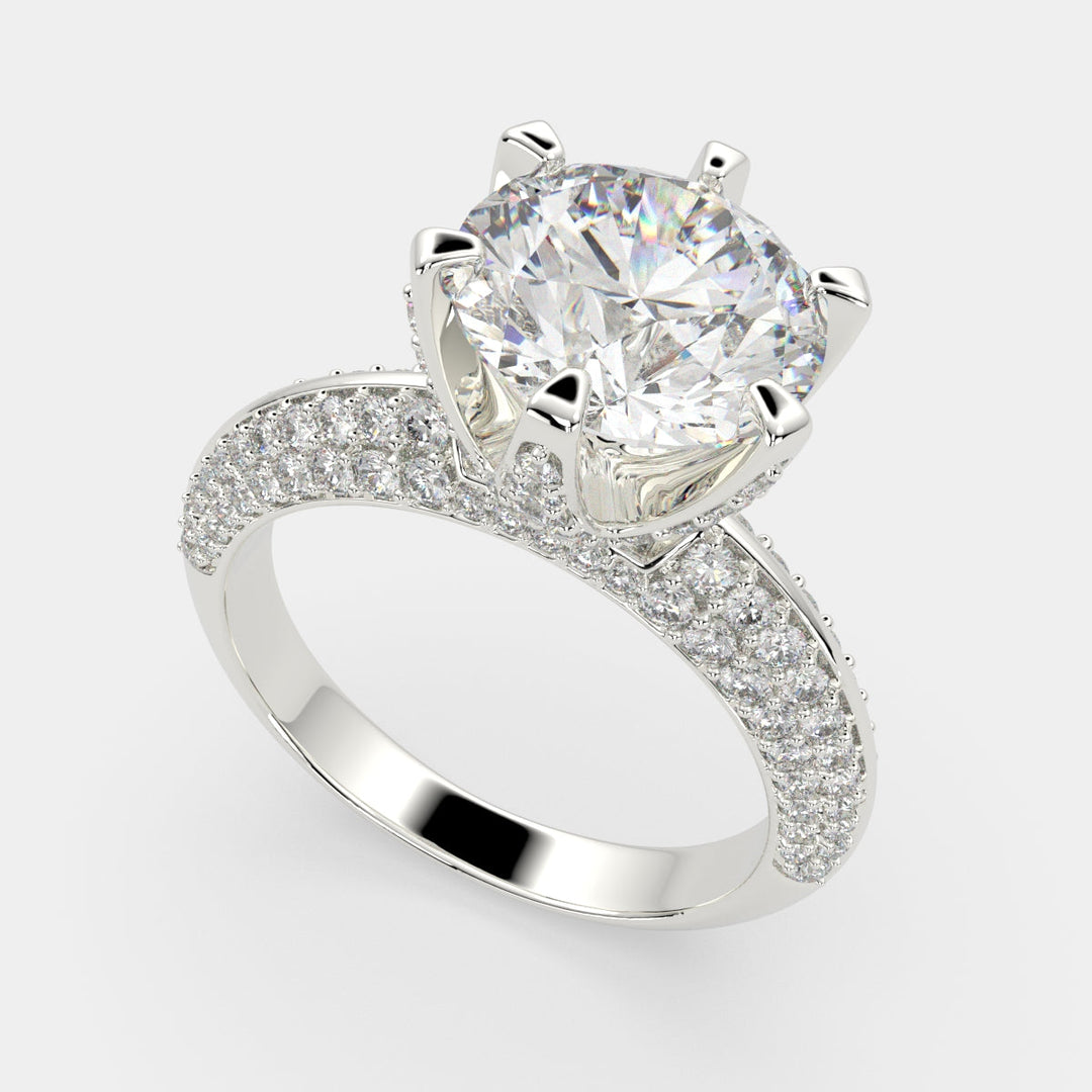 Daria Round Cut Pave 6 Prong Engagement Ring Setting