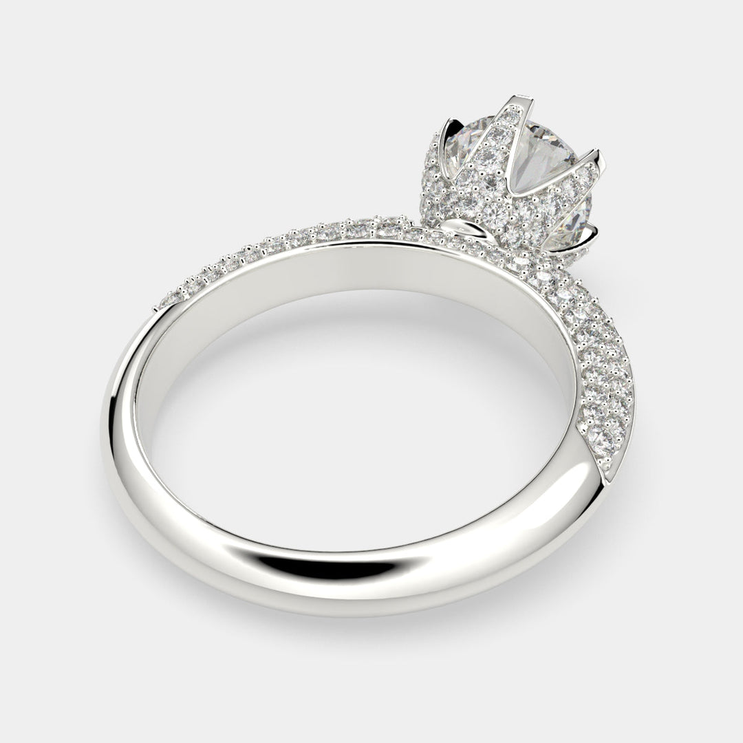 Daria Round Cut Pave 6 Prong Engagement Ring Setting
