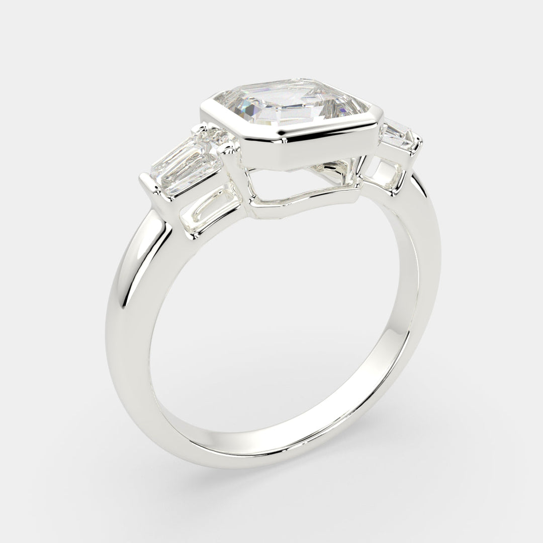 Emilia Emerald Cut Trilogy 3 Stone Engagement Ring Setting