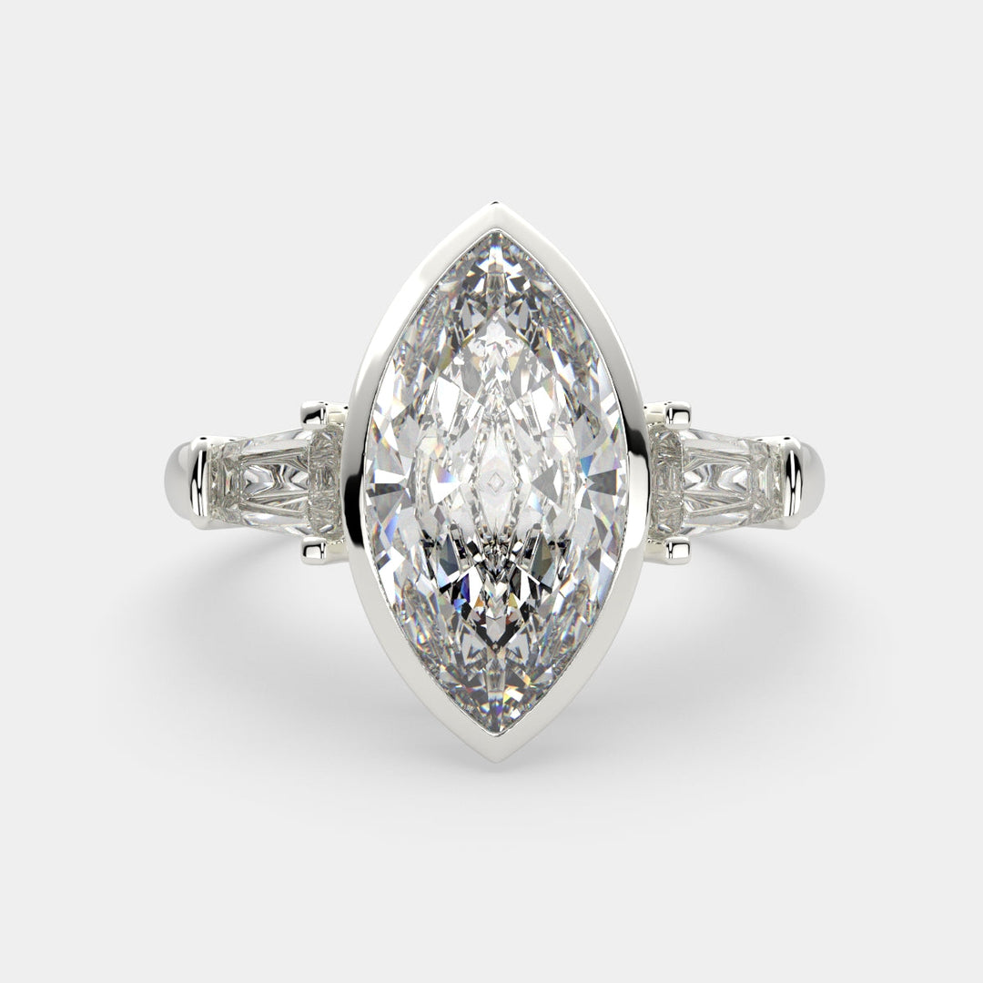 Emilia Marquise Cut Trilogy 3 Stone Engagement Ring Setting