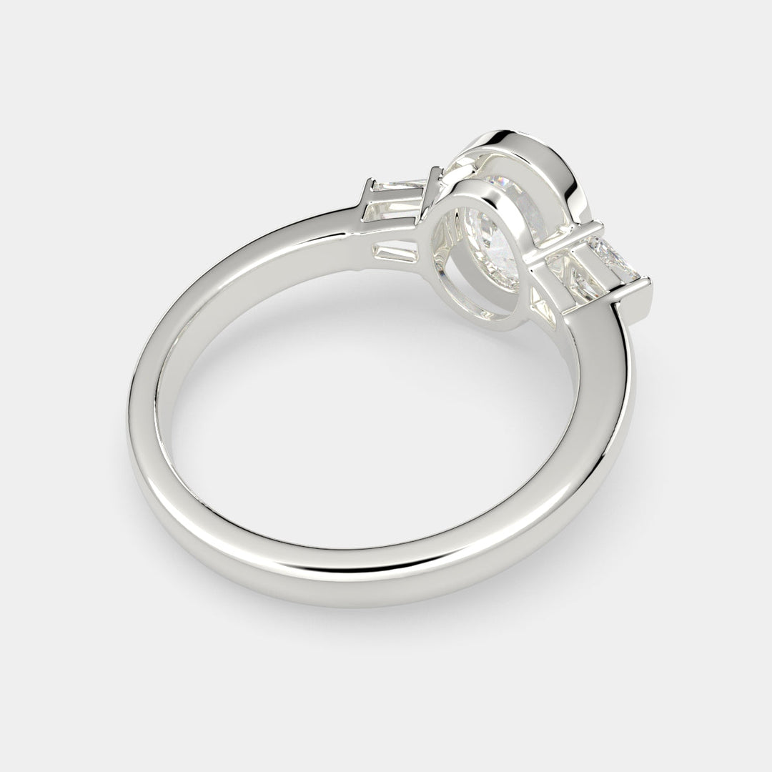 Emilia Oval Cut Trilogy 3 Stone Engagement Ring Setting