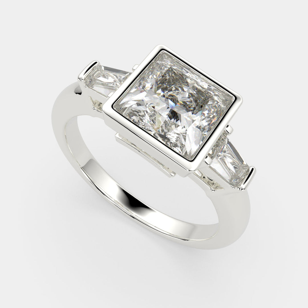 Emilia Princess Cut Trilogy 3 Stone Engagement Ring Setting