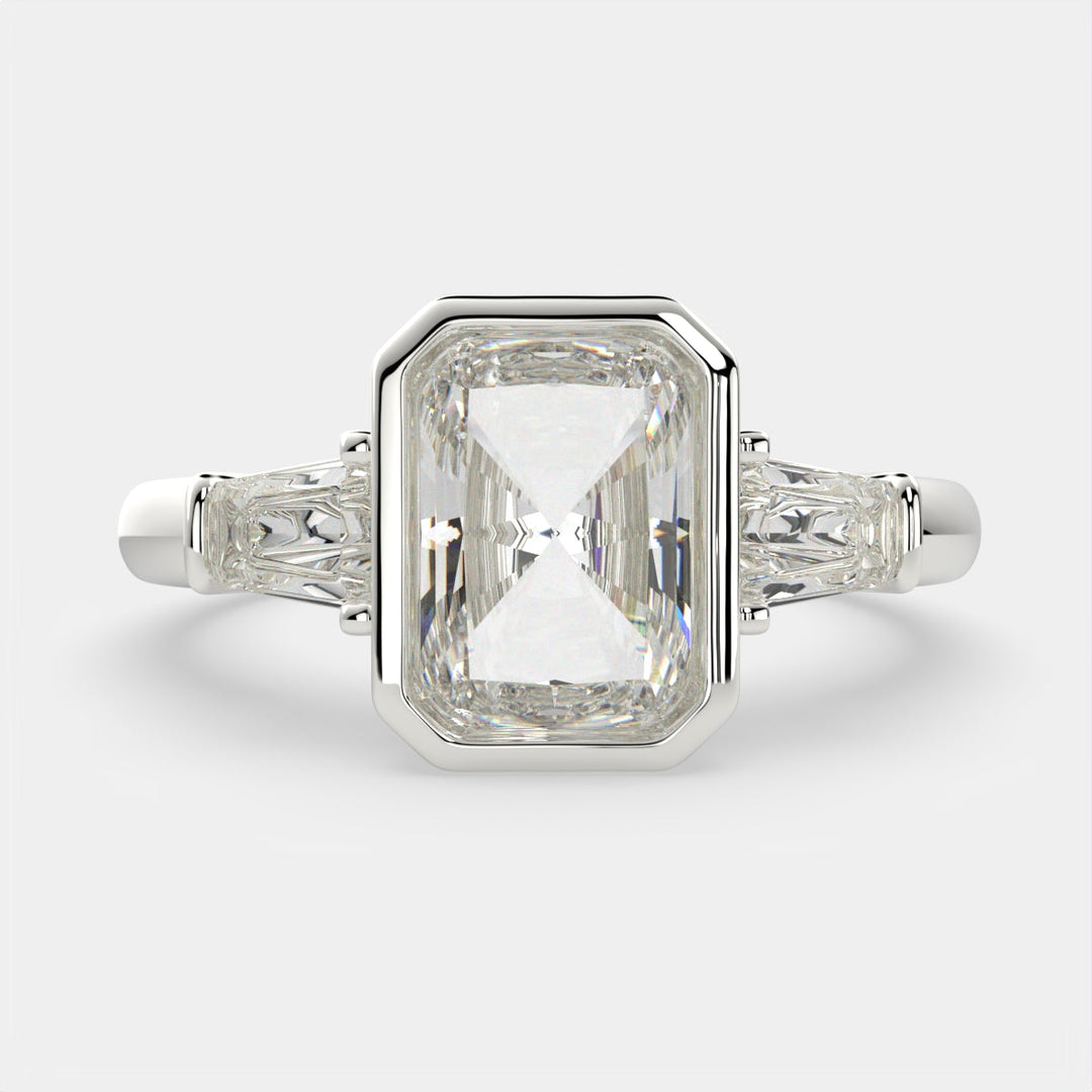 Emilia Radiant Cut Trilogy 3 Stone Engagement Ring Setting