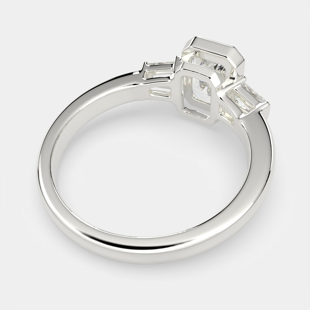 Emilia Radiant Cut Trilogy 3 Stone Engagement Ring Setting