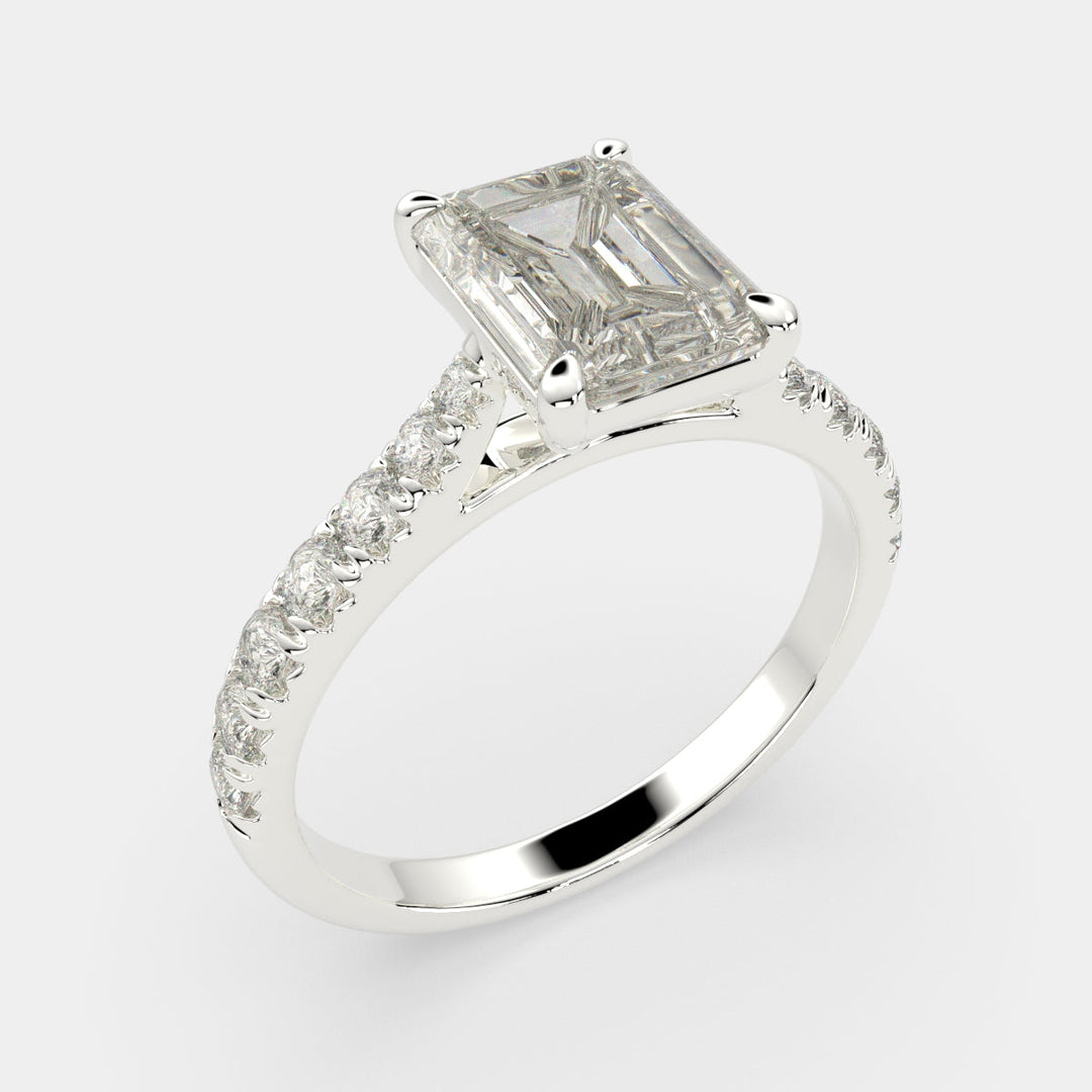Ginevra Emerald Cut Tapered Engagement Ring Setting
