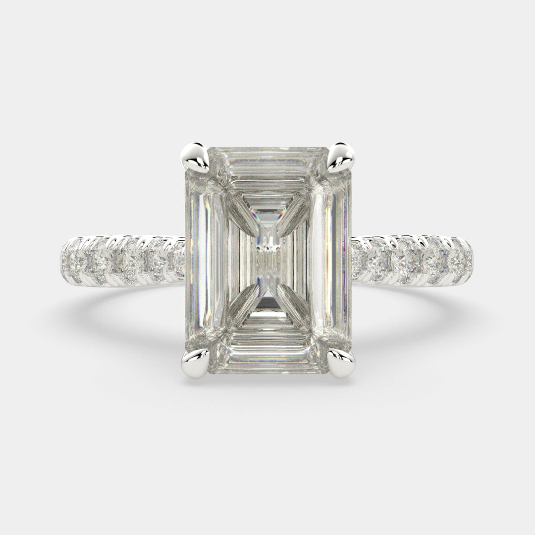 Ginevra Emerald Cut Tapered Engagement Ring Setting