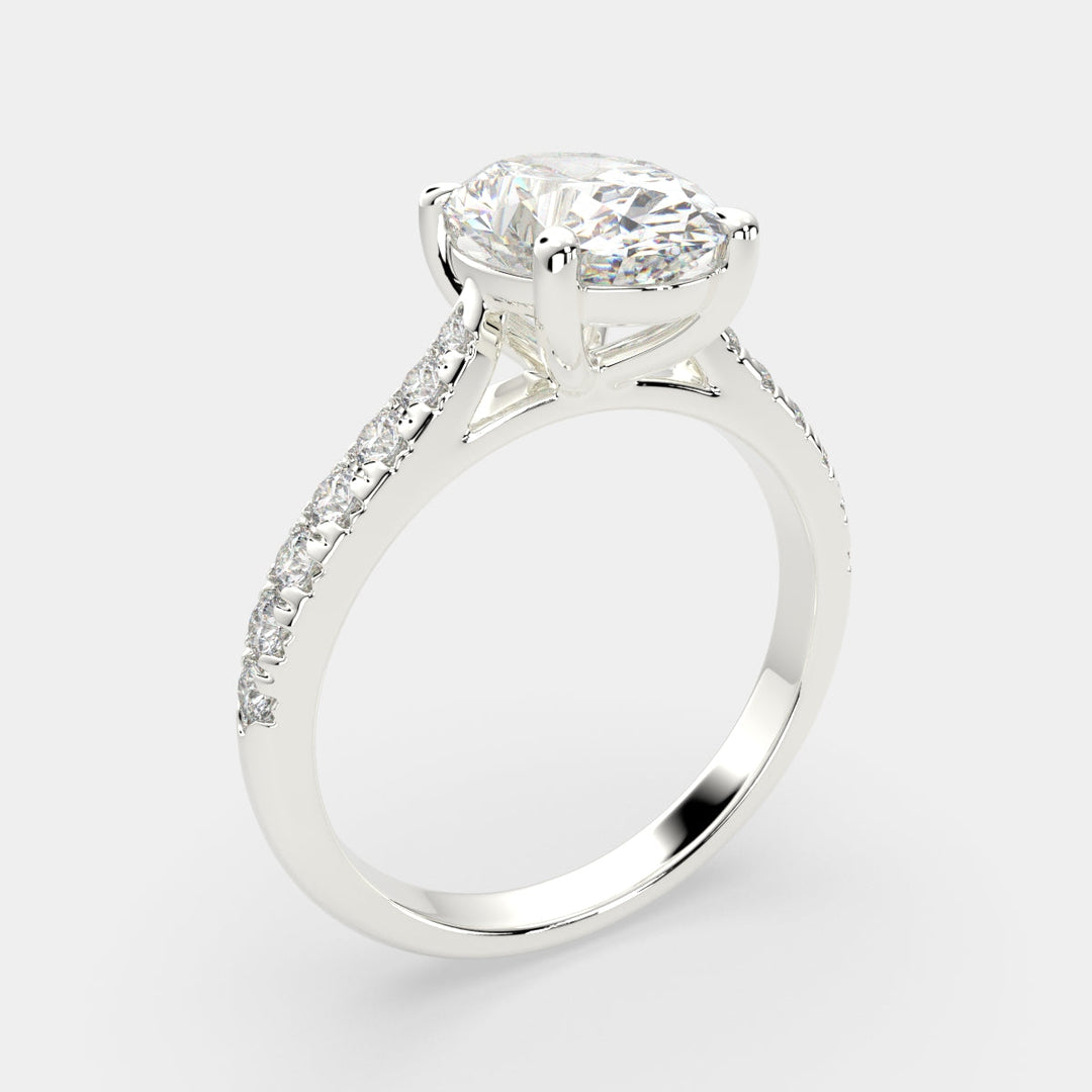 Ginevra Oval Cut Tapered Engagement Ring Setting