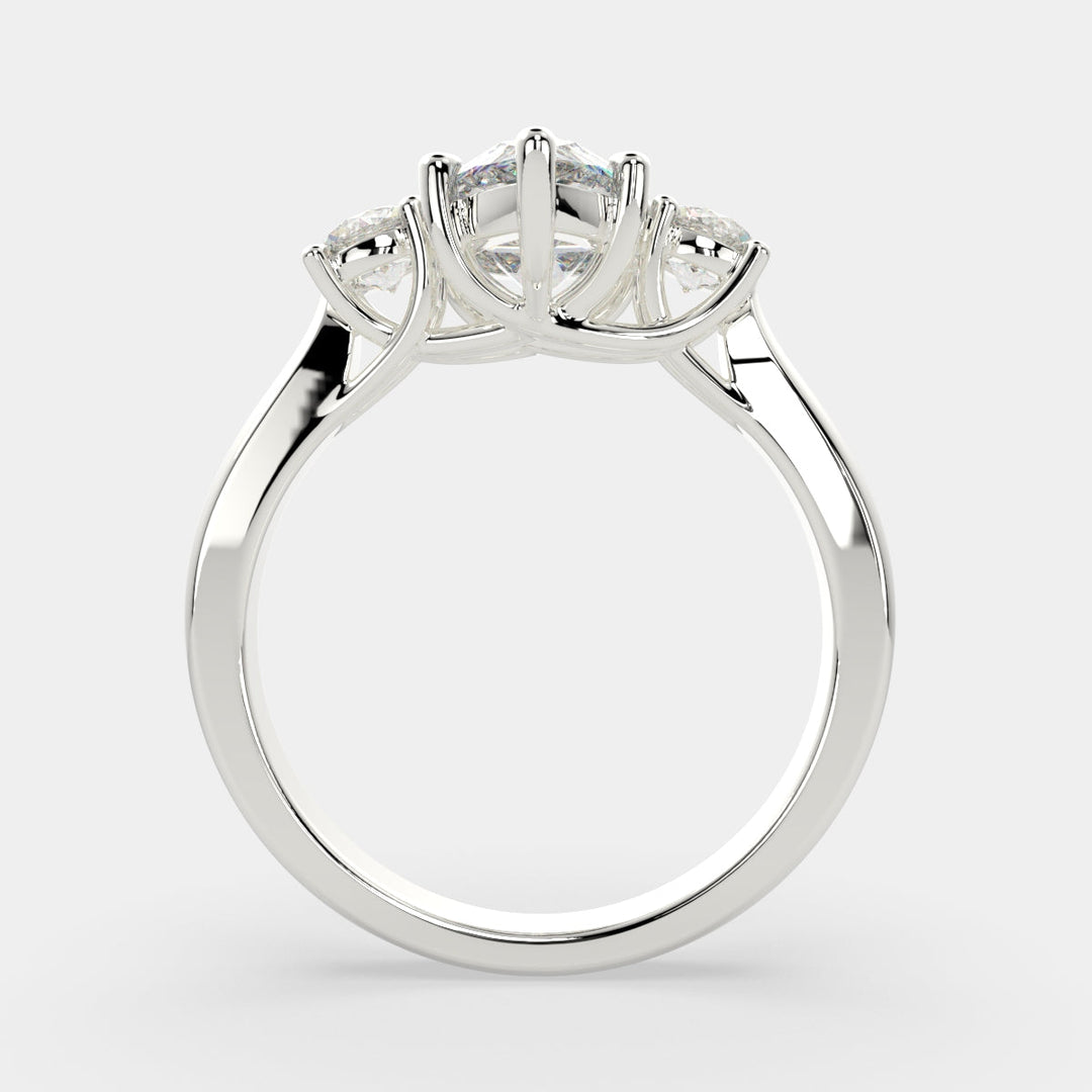 Hana Pear Cut 3 Stone Engagement Ring Setting