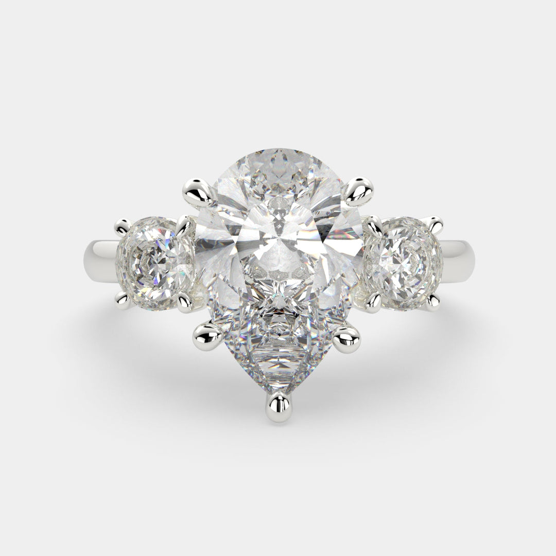 Hana Pear Cut 3 Stone Engagement Ring Setting