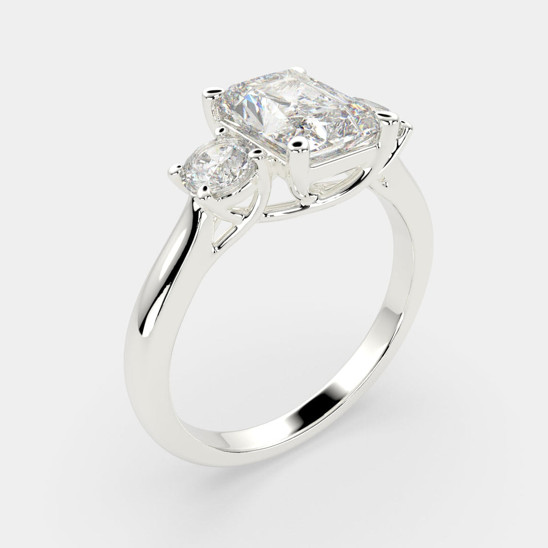 Hana Radiant Cut 3 Stone Engagement Ring Setting