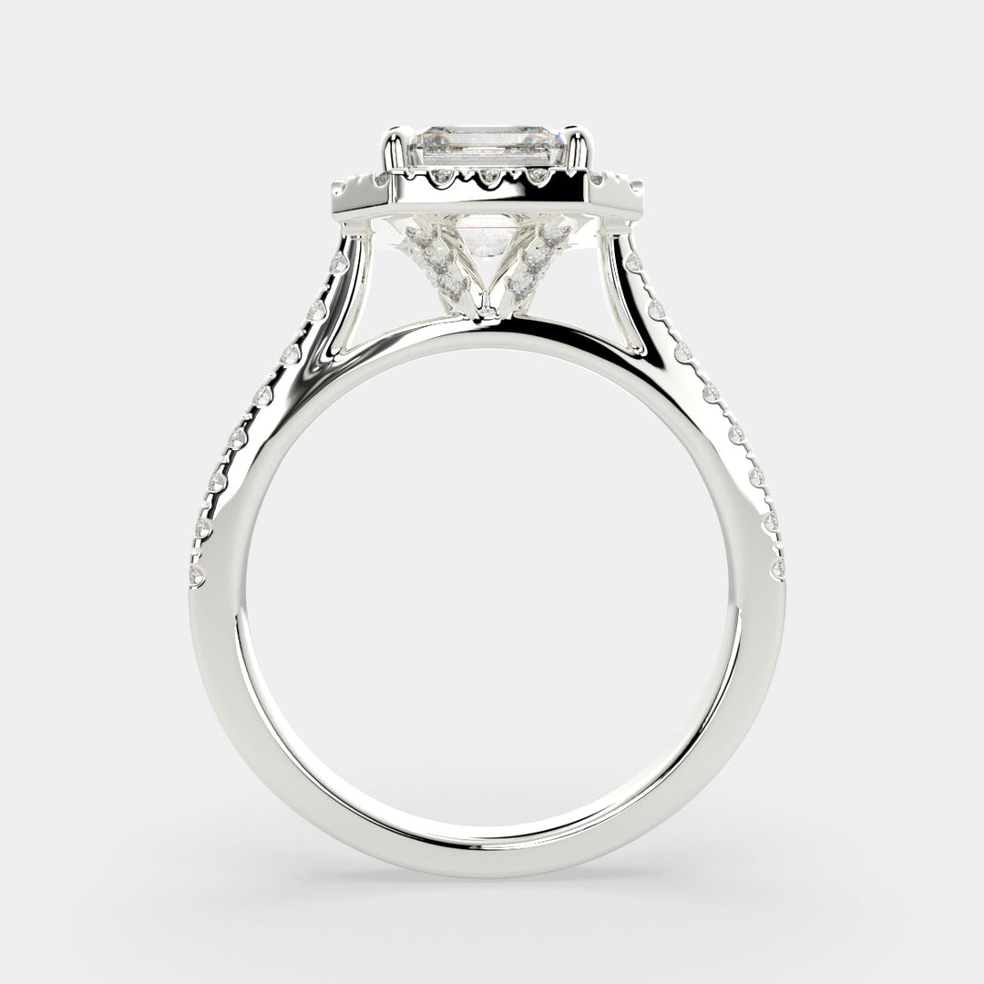 Isadora Emerald Cut Halo Pave Engagement Ring Setting
