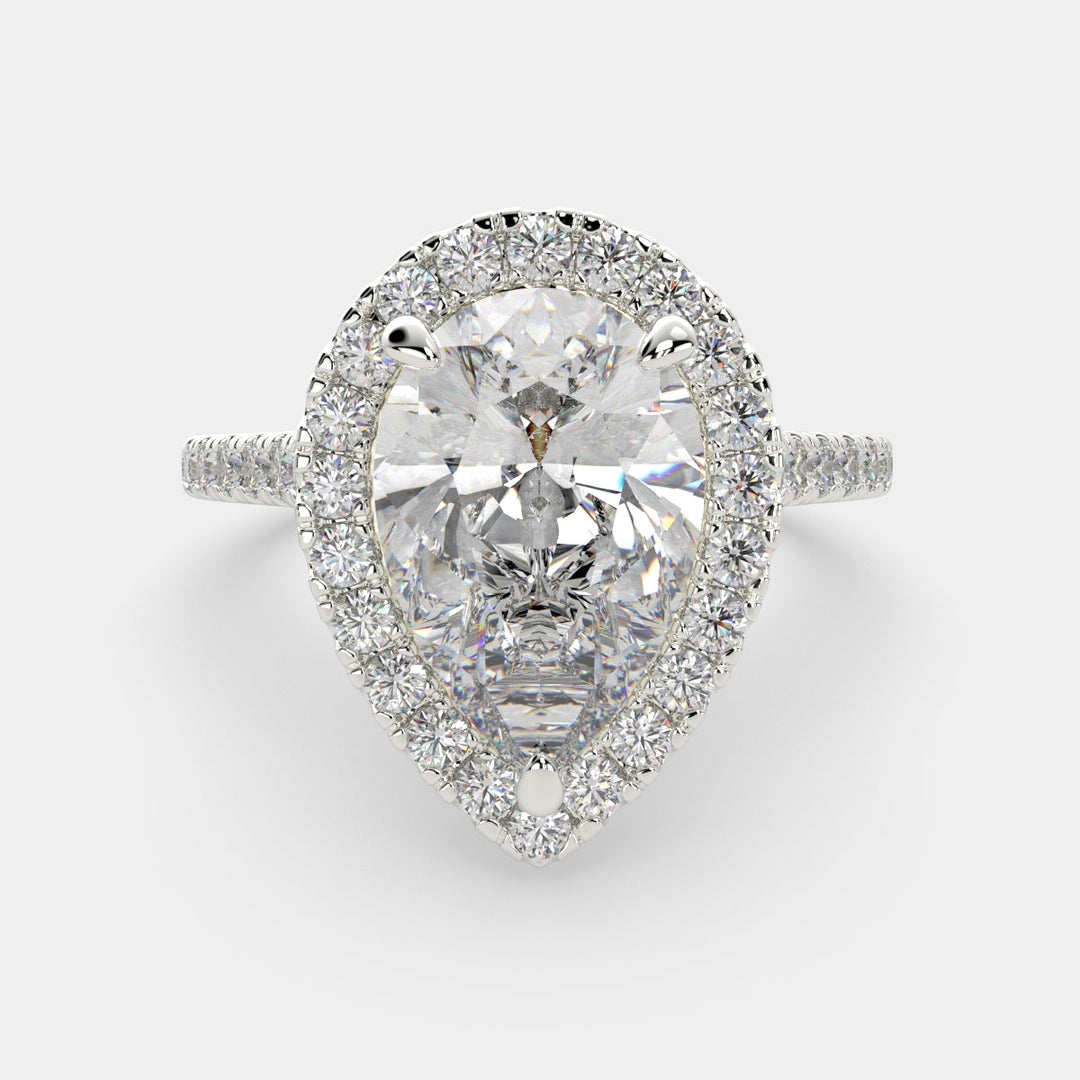 Isadora Pear Cut Halo Pave Engagement Ring Setting