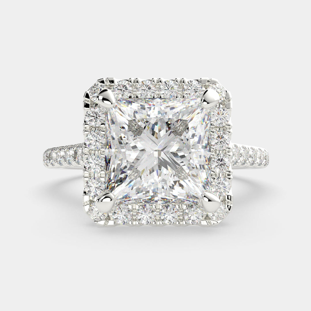 Isadora Princess Cut Halo Pave Engagement Ring Setting