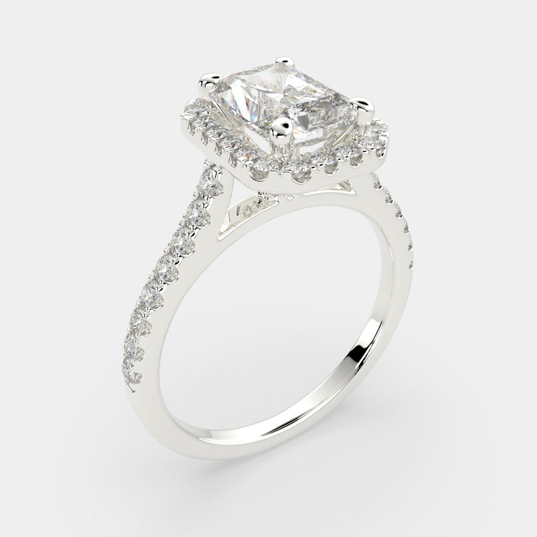 Isadora Radiant Cut Halo Pave Engagement Ring Setting