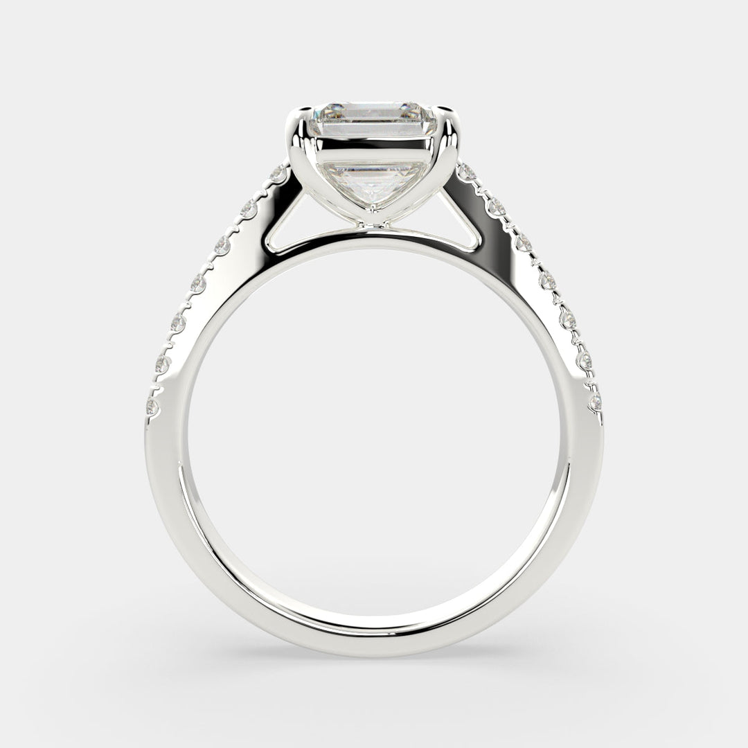 Karina Emerald Cut Pave 6 Prong Engagement Ring Setting