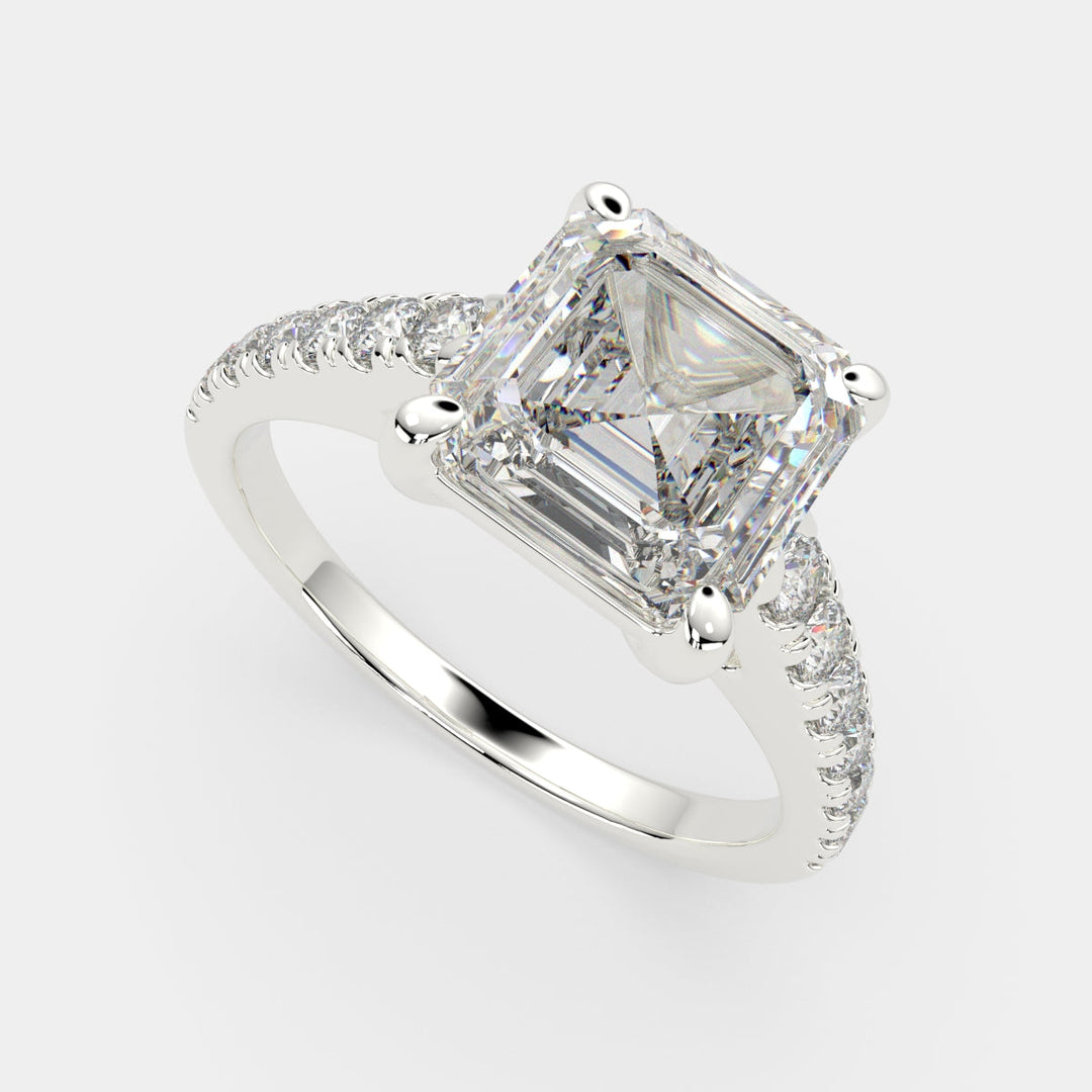 Karina Emerald Cut Pave 6 Prong Engagement Ring Setting