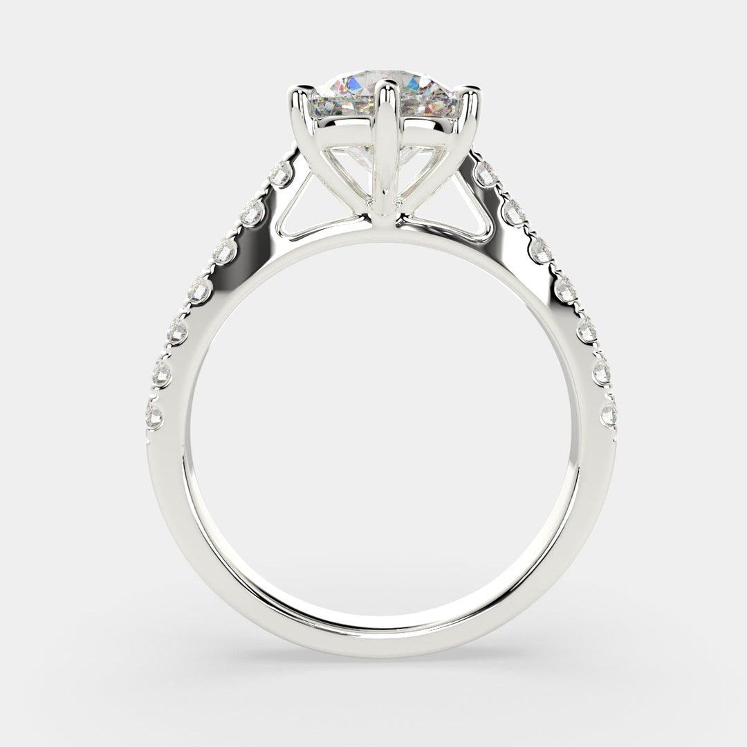 Karina Round Cut Pave 6 Prong Engagement Ring Setting