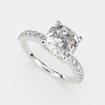 Load image into Gallery viewer, Lavinia Cushion Cut Side Stone 4 Prong Engagement Ring Setting
