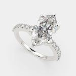 Load image into Gallery viewer, Lavinia Marquise Cut Side Stone 4 Prong Engagement Ring Setting
