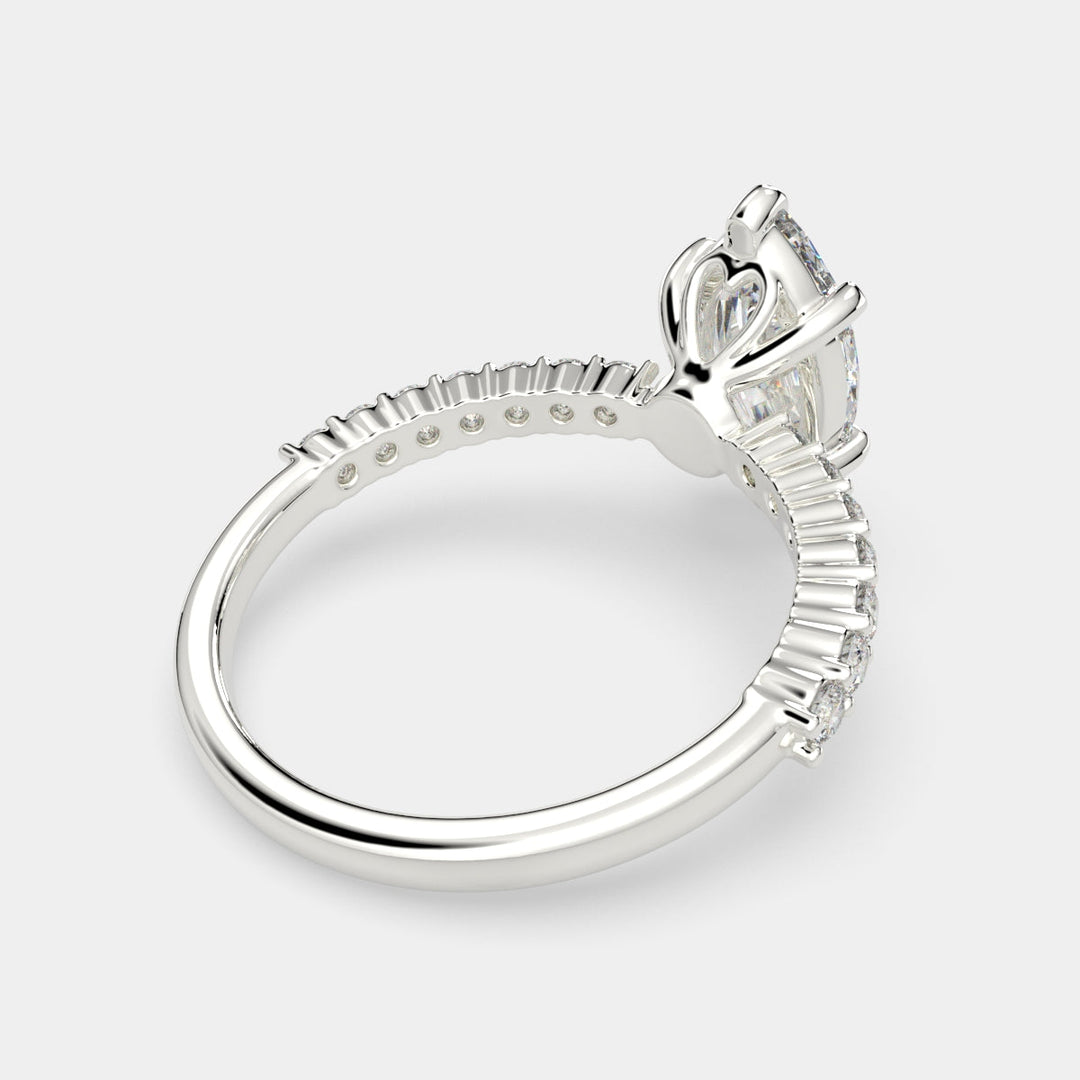 Lavinia Marquise Cut Side Stone 4 Prong Engagement Ring Setting