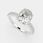 Load image into Gallery viewer, Lavinia Oval Cut Side Stone 4 Prong Engagement Ring Setting
