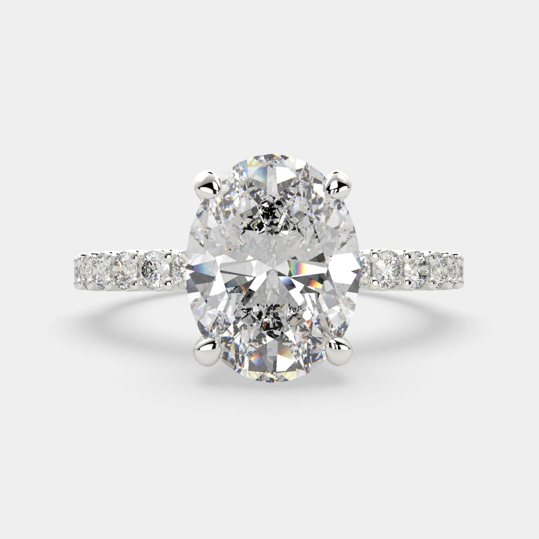 Lavinia Oval Cut Side Stone 4 Prong Engagement Ring Setting