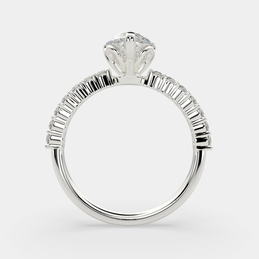 Lavinia Pear Cut Side Stone 4 Prong Engagement Ring Setting