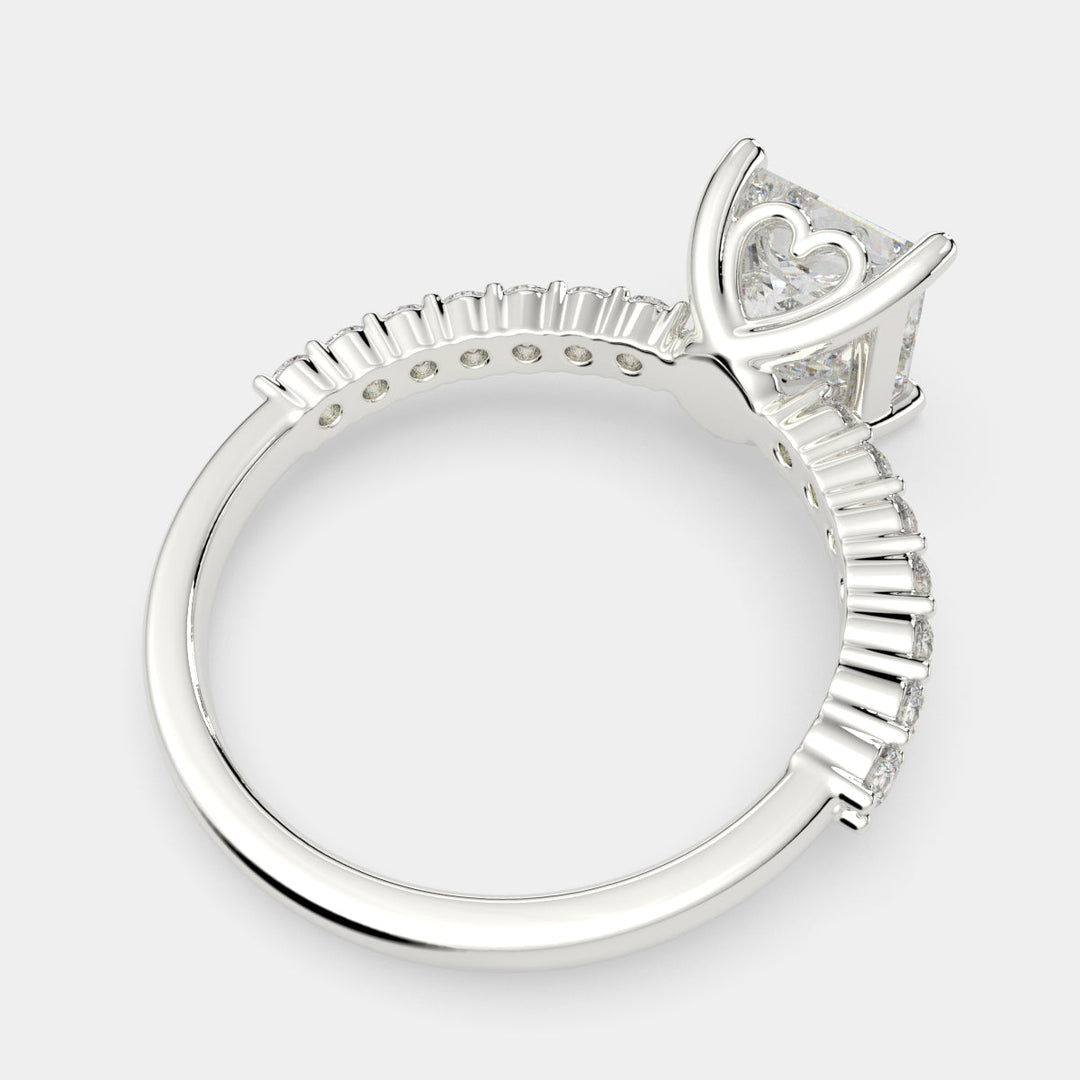 Lavinia Princess Cut Side Stone 4 Prong Engagement Ring Setting