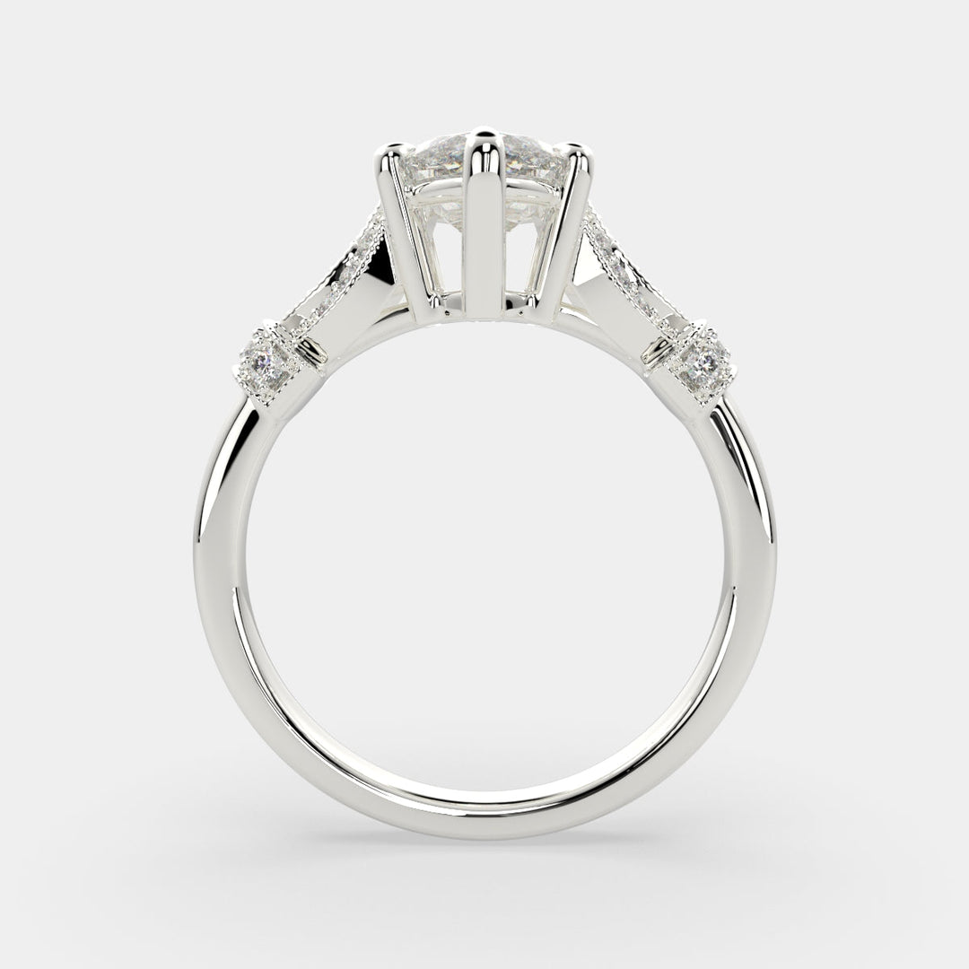 Nadia Marquise Cut Pave Milgrain Engagement Ring Setting